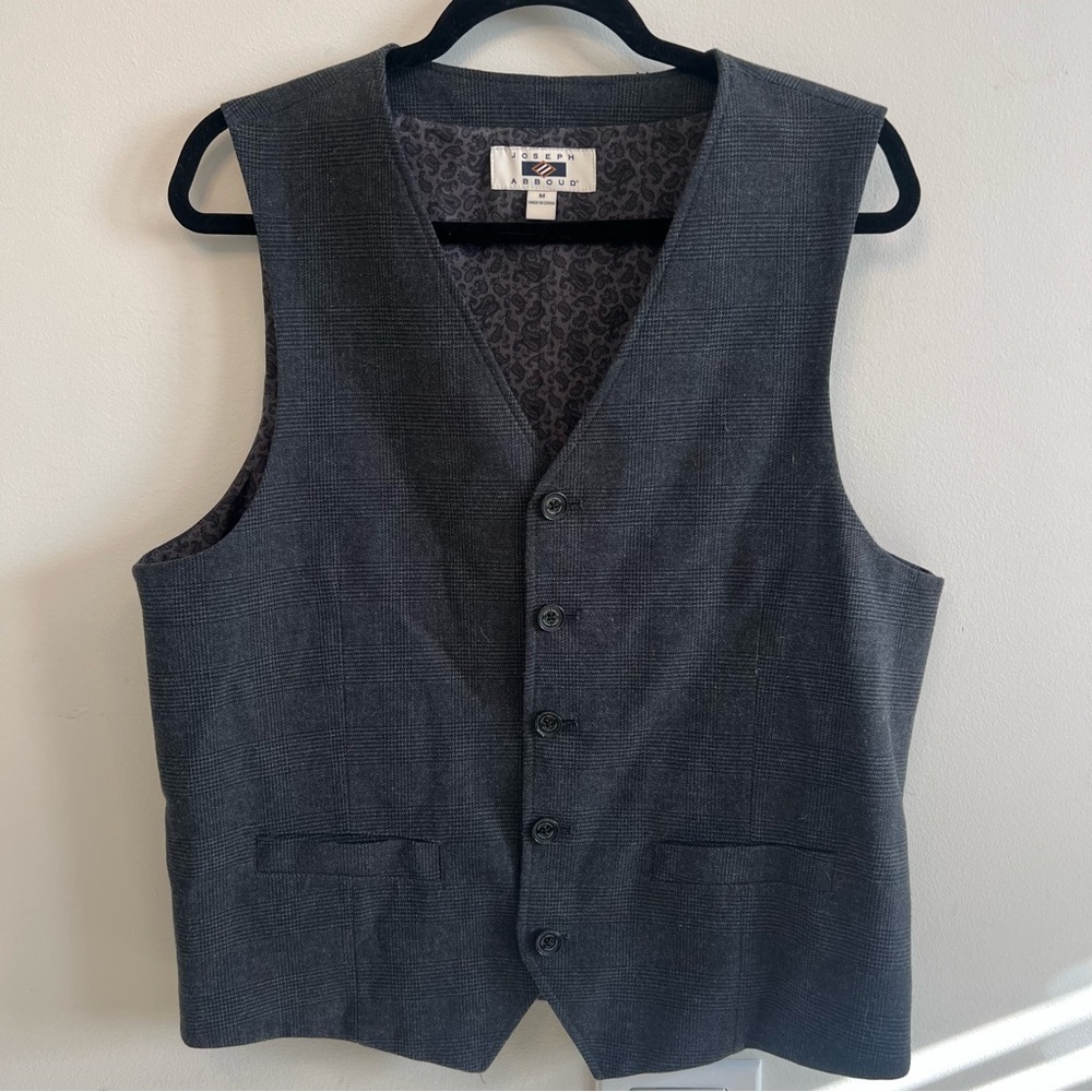 Joseph Abboud Charcoal Houndstooth Men’s Vest Wedding Fancy Business Career Work